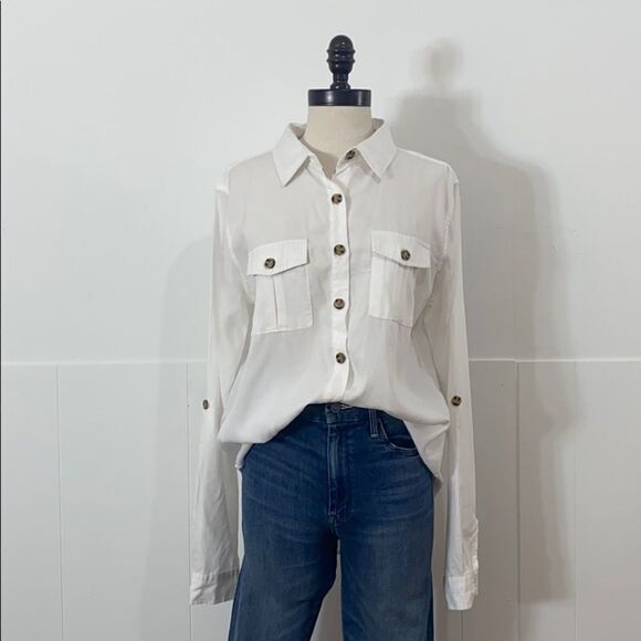 Thread Supply White Tortoise Shell Button Shirt - Picture 2 of 7